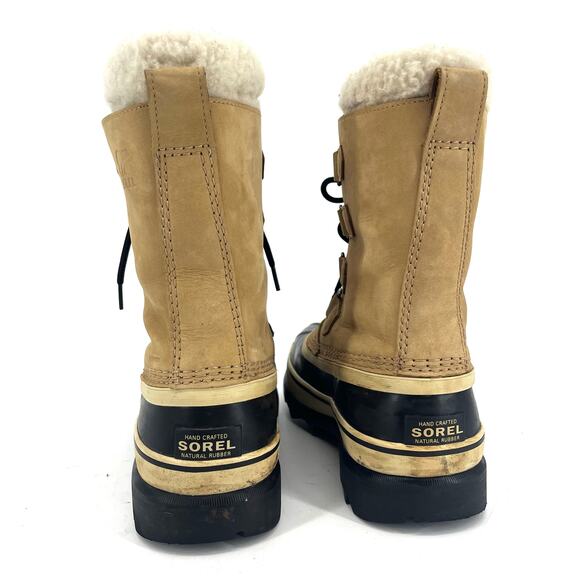 Sorel Women's 9 Cream Leather Caribou Waterproof Winter Lined Insulated Boots - Picture 4 of 8